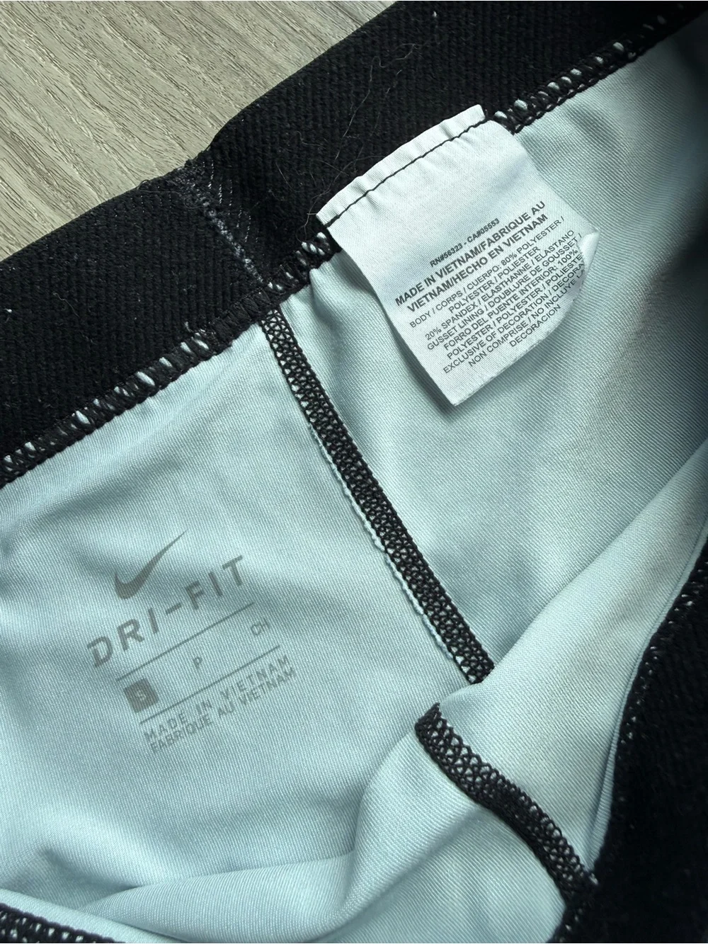 EUC Nike Dri-FIT Light Blue Compression Shorts with Black Waistband, 3” inseam